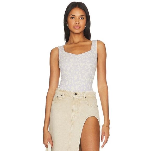NWT Free People X Intimately FP Clean Lines Printed Bodysuit Sleeveless ribbed t - Picture 1 of 7